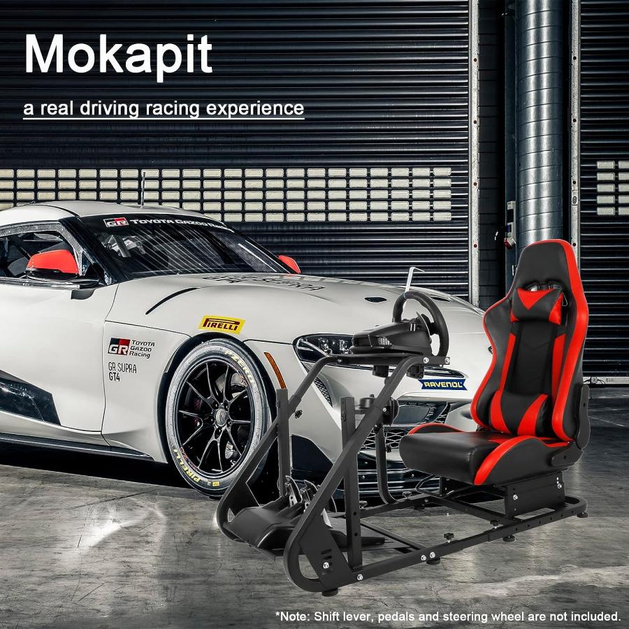 Mokapit Racing Simulator Cockpit TV Installation Stand with Red Seat Compatible with Logitech G20/G23/G25/G29 Thrustmaster T500RS/TX/T248 PXN More｜tokyootamart｜06