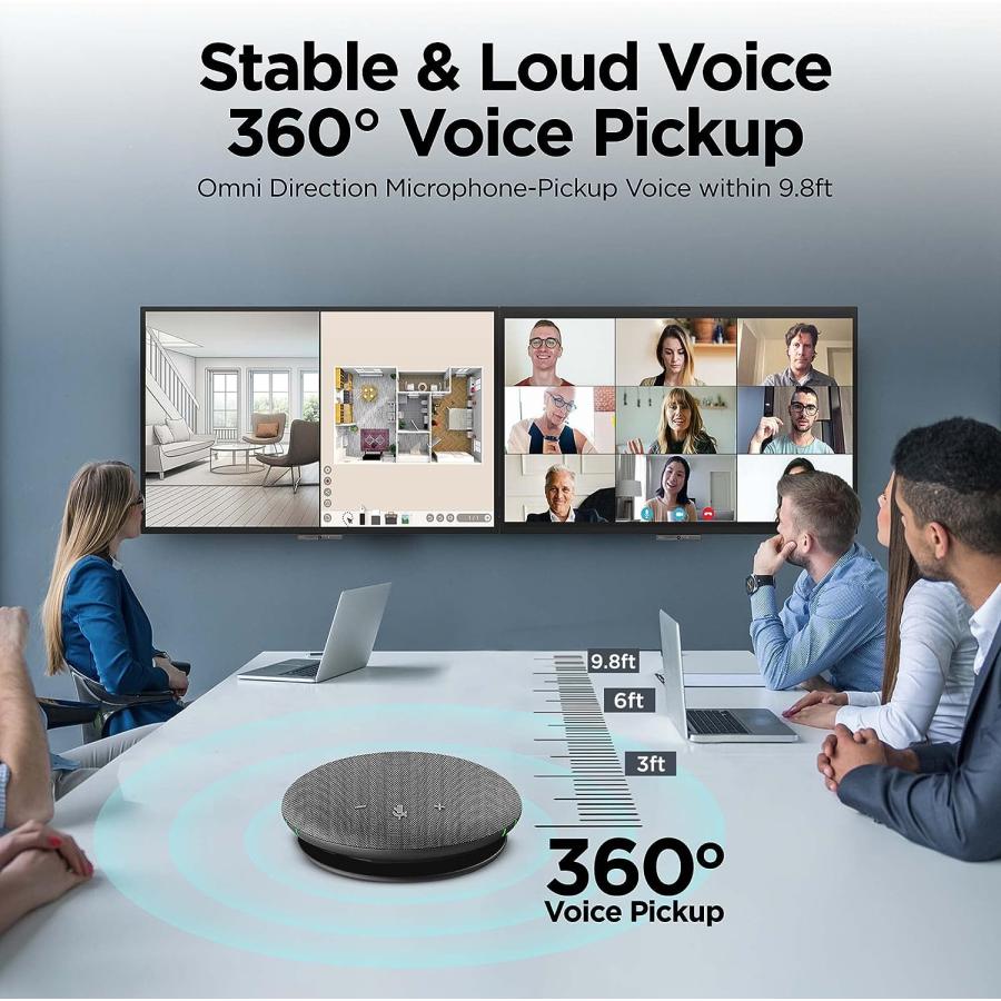公式専門店 INNOTRIK Conference Bluetooth Conference Microphone | 360-Degree Voice Pickup & Noise Canceling Conference Speaker Black　並行輸入品