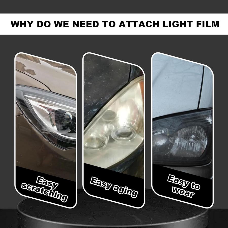 Car Light Tint Film  12 X 48inch Car Headlight Taillight Fog Lamp Vinyl Packaging Protective Film  Non-Marking Self-Adhesive Decals Car Decor  Cutt｜tokyootamart｜04