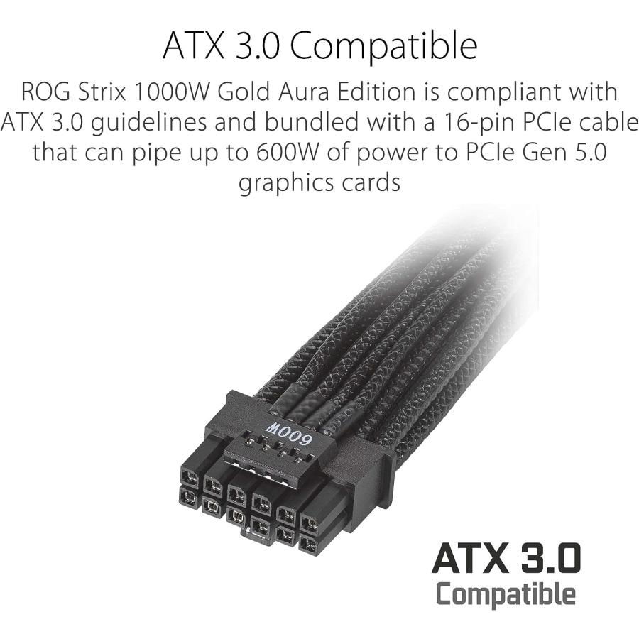 ASUS ROG Strix 1000W Gold Aura Edition (Fully Modular Power Supply  80+ Gold Certified  ATX 3.0  Cybenetics Lambda A+ Certification  PCIe Gen 5.0 R｜tokyootamart｜05