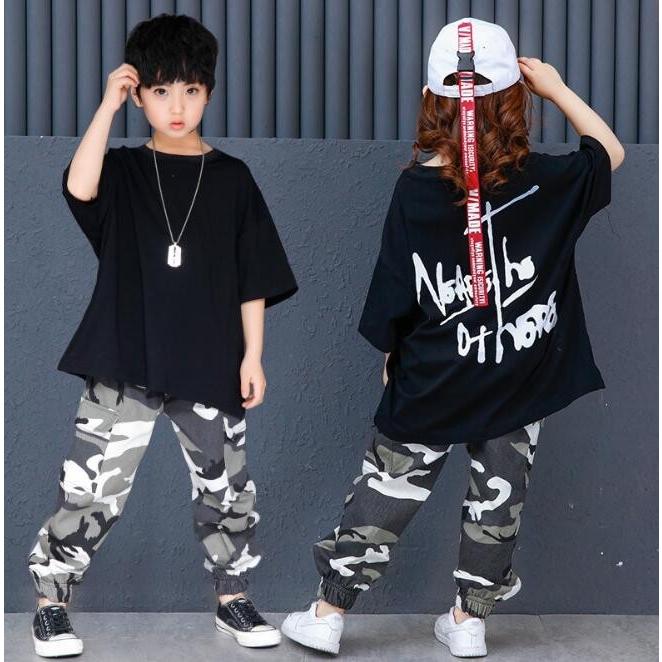 子供ジャージ Tシャツ   迷彩パンツ  セットアップ  ズボン スポーツウェア キッズ ダンス衣装  普通着｜tokyoplenza012