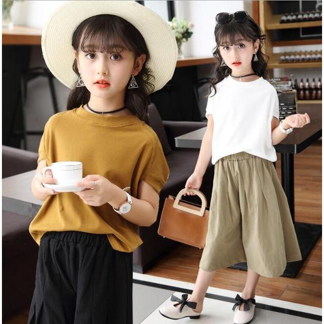 731円 21人気特価 セットアップ 女の子 キッズ Tシャツ ガウチョパンツ 2点セット カジュアル 子ども 可愛い ジュニア 夏新作