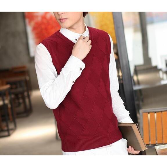 メンズニットベスト アーガイルケーブル ビジネス プルオーバーvネック紳士服ニットベスト 通勤メンズセーター カットソー Lx 41 Tokyoplenza 通販 Yahoo ショッピング