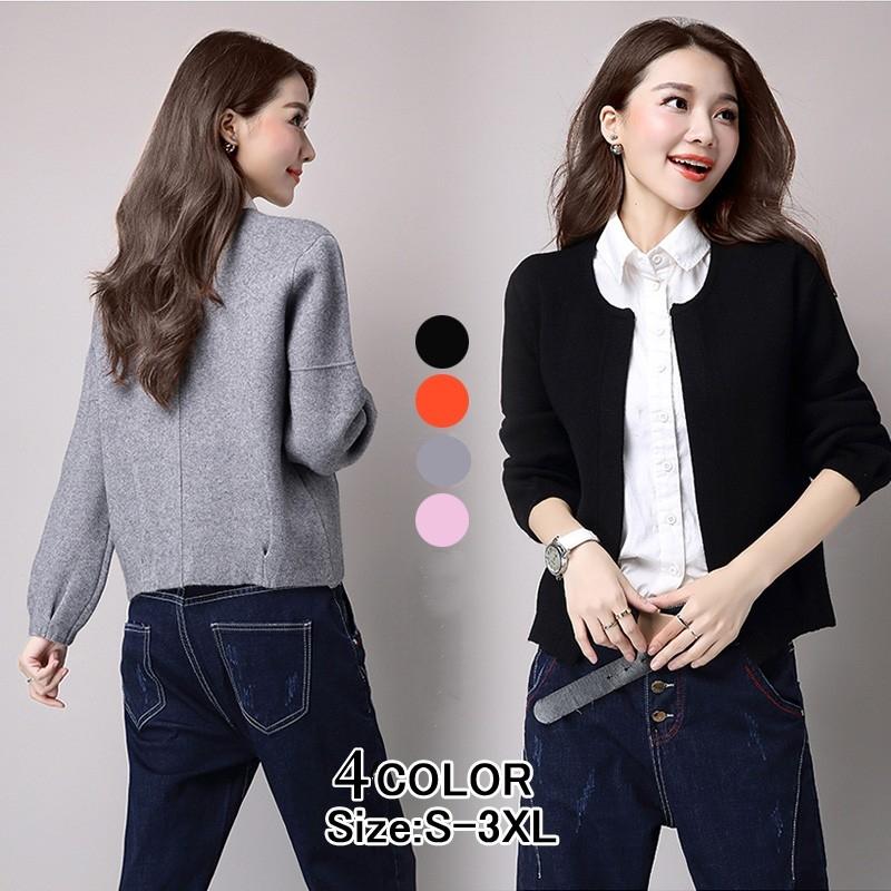 カーディガン レディース 春秋物 長袖 無地 ショート丈 トップス ニットセーター 前開き オフィス キレイめ ゆったり かわいい アウター Lx1081 Tokyoplenza 通販 Yahoo ショッピング