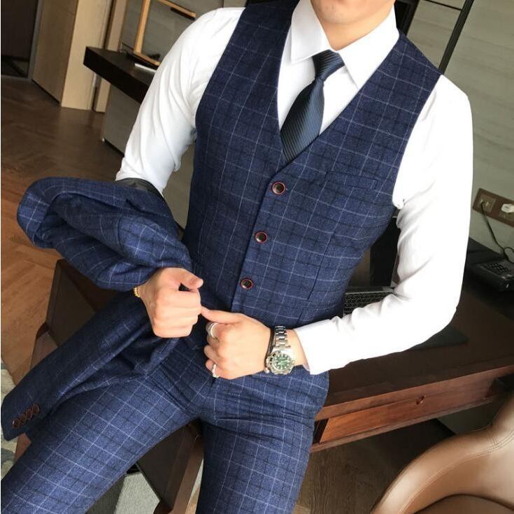 メンズスーツセットチェク柄 ジャケット+ベスト+パンツ スーツ3 メンズスーツセットチェク柄 ジャケット+ベスト+パンツ スーツ3