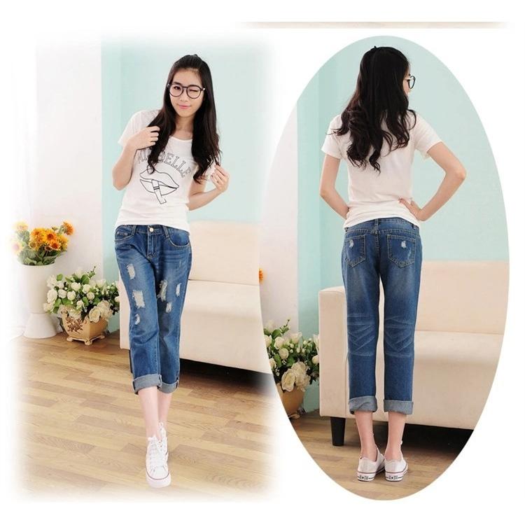 デニムパンツ オルチャン 21 ライトウォッシュ ボーイフレンドデニム ダメージジーンズ ジーパン クラッシュ ロールアップ レディース ボトムス Chiave Com Br