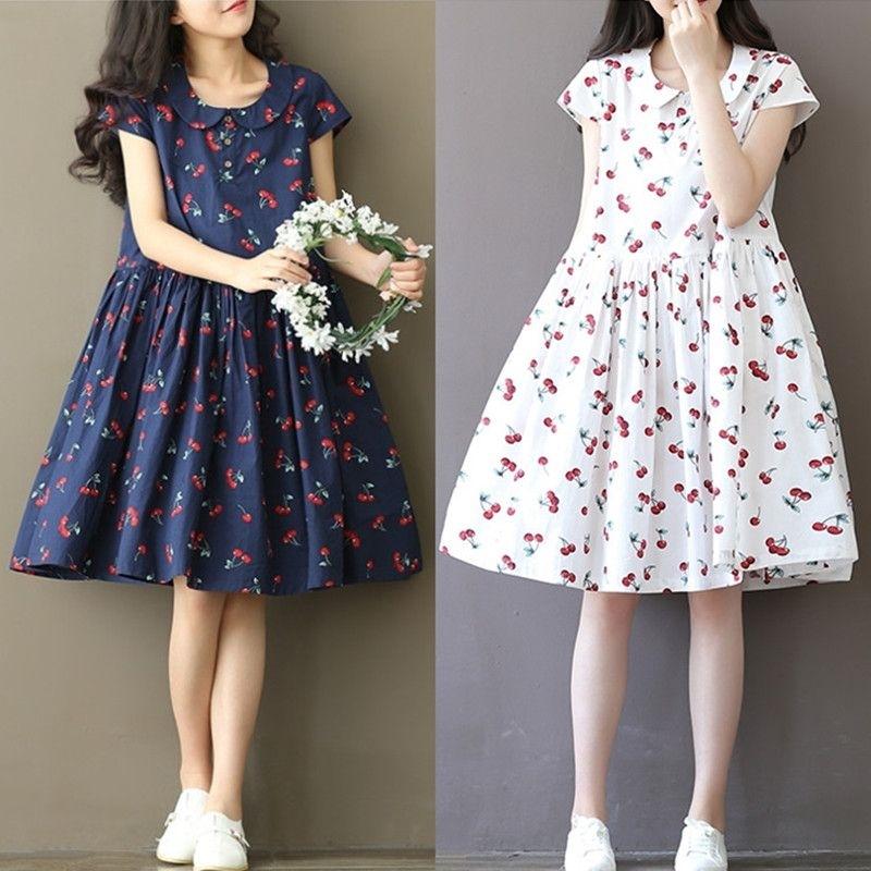ワンピースレディース さくらんぼ柄 半袖 森ガール Aライン 可愛い 学院風 高校生 夏 Lx575 Tokyoplenza 通販 Yahoo ショッピング