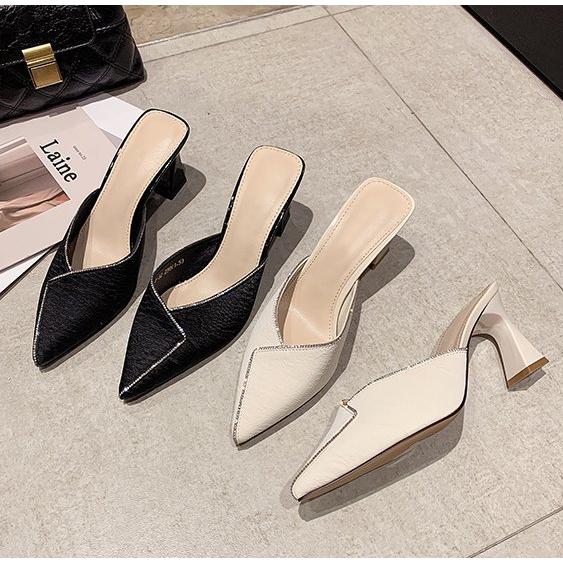 ミュール パンプス サンダル レディースヒール ポインテッドトゥ 靴