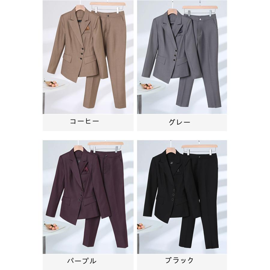 スーツセット レディース  パンツセット 20代30代40代 事務服 スーツジャケット ロングパンツ カジュアル セットアップ ビジネススーツ オシャレ 着痩せ｜tokyoplenza012｜03