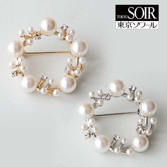 東京ソワール フォーマル コサージュ ブローチ パール ゴールド シルバー レディース アクセサリー 卒業式 入学式 結婚式 パーティー セレモニー 5553365 :5553365:東京ソワール ヤフー店 通販 ブローチ パール およばれ サークルブローチ