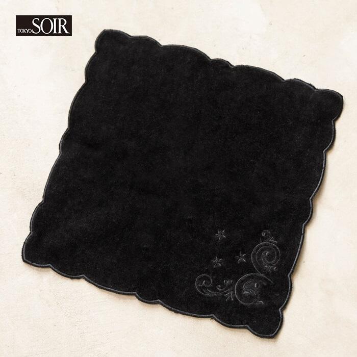 東京ソワール タオルハンカチ ブラック 黒 レディース 女性 スカラップ