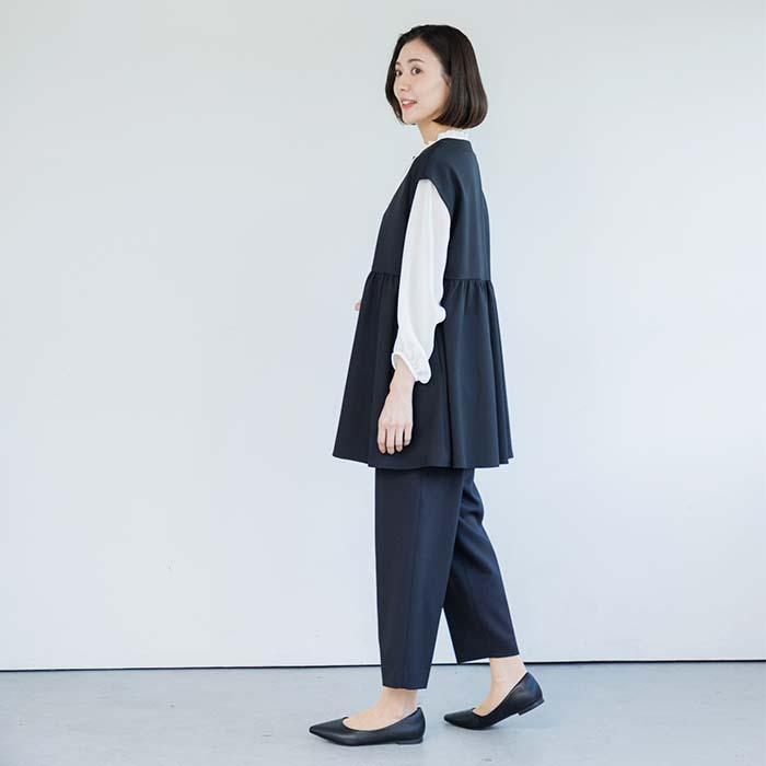 未使用級 yori ポケットフリルジャケット ネイビー 日本製 人気✨ 東京ソワール ジレ 羽織り ベスト フォーマル ジャケット 単品 入学式