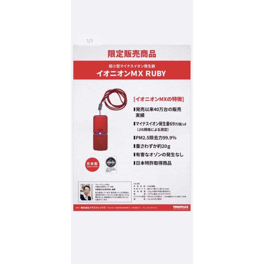 携帯マイナスイオンMX ハウスダスト予防 IONION MX RUBY イオン