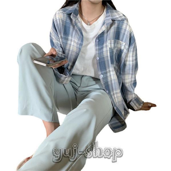 チェックシャツ長袖 チェック柄シャツ オーバーサイズ シャツ