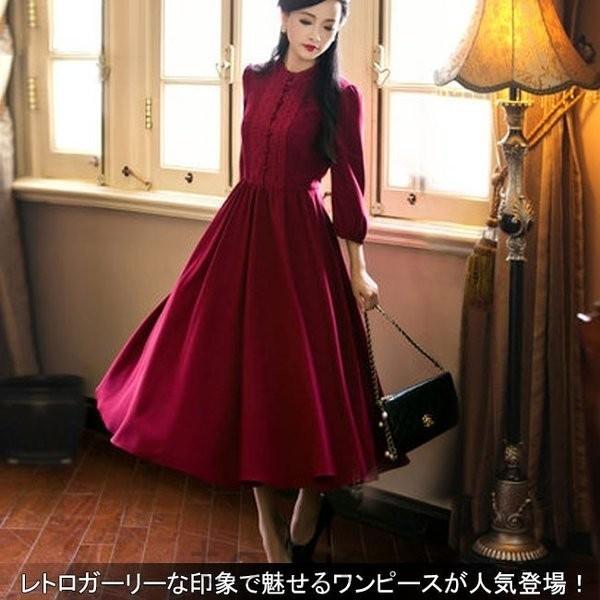 登場 レトロワンピースロングお嬢様ワンピフレアワンピースハイウエスト復古系ワンピースaラインワンピース結婚式無地 ワンピース サイズ L Valleycountrymarket Com