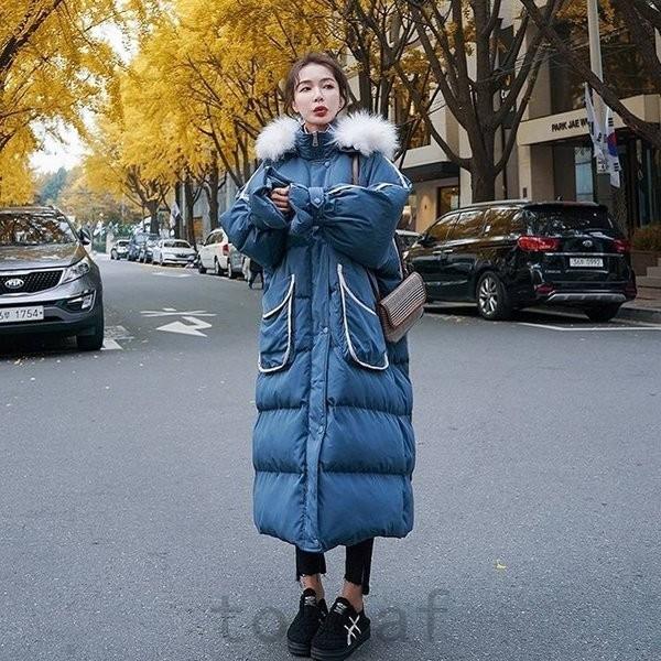 特価ブランド ダウンコートロングコートダウンジャケットフード付きバイカラーおしゃれもこもこアウターコートジャケット上着レディース秋冬10代代 Democracia Tv