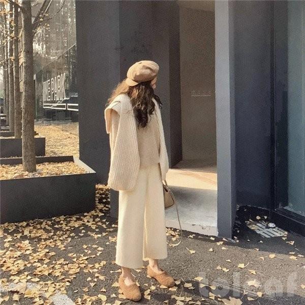 ワイドパンツガウチョレディースウール混ハイウエストボトムス秋冬きれいめゆったり暖かいロング丈ストレッチ無地体型カバー着痩せ おすすめネット