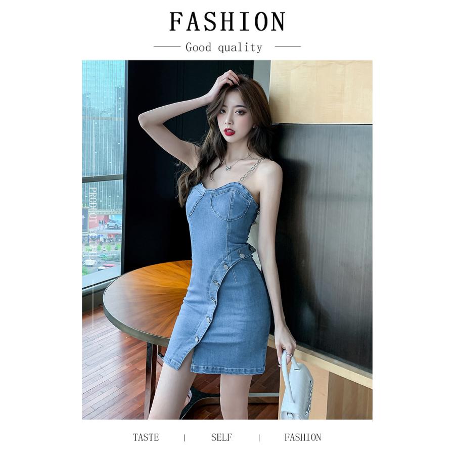 デニムワンピースレディースチューブトップノースリーブスリットタイトセクシーカジュアル春夏 Sma Il4wy3ny Toleaf ヤフーショップ 通販 Yahoo ショッピング