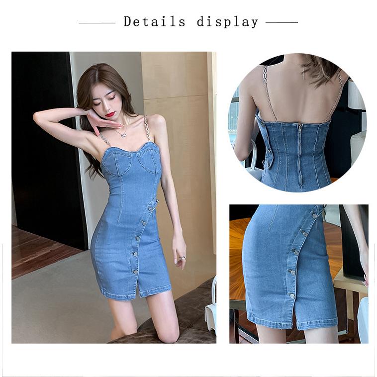 デニムワンピースレディースチューブトップノースリーブスリットタイトセクシーカジュアル春夏 Sma Il4wy3ny Toleaf ヤフーショップ 通販 Yahoo ショッピング