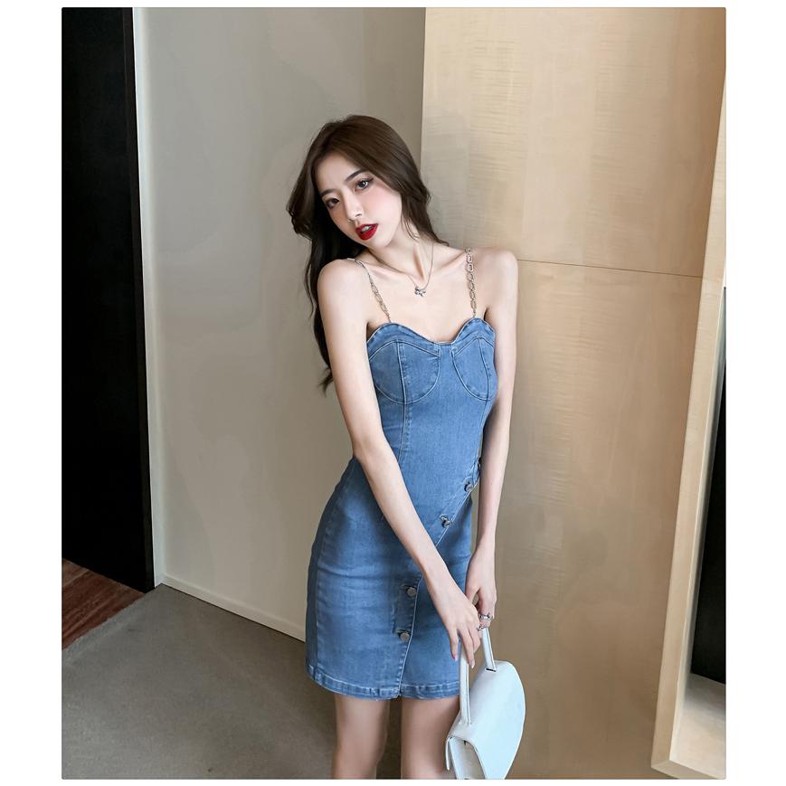 デニムワンピースレディースチューブトップノースリーブスリットタイトセクシーカジュアル春夏 Sma Il4wy3ny Toleaf ヤフーショップ 通販 Yahoo ショッピング
