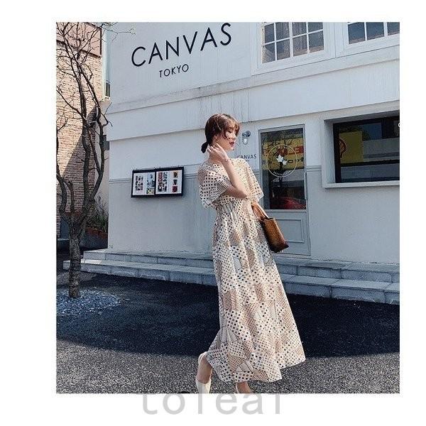 高評価 マキシワンピースレディース半袖プリントフェミニン可愛いルーズリゾート海プール春夏 ワンピース サイズ 色 Mアプリコット Www We Job Com