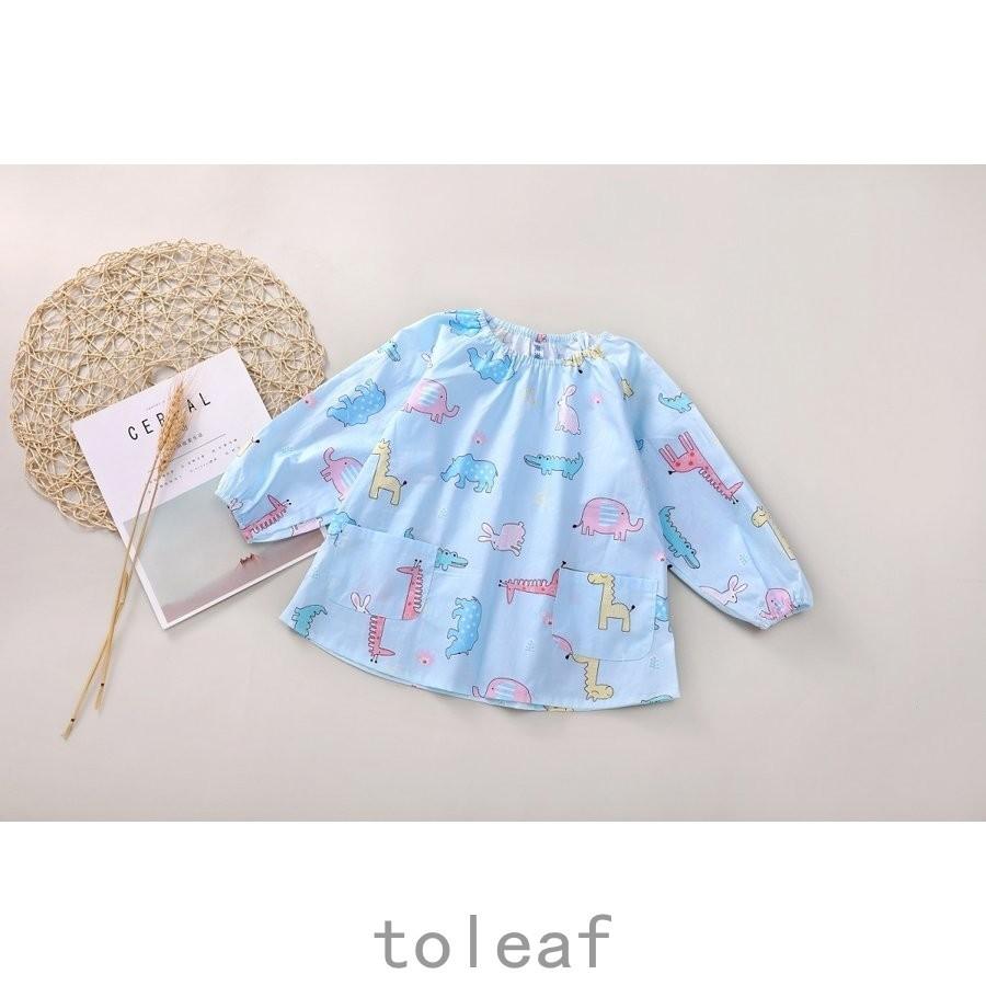 スモック 幼稚園 保育園 長袖 綿100 子供 エプロン キッズ 食事用 お絵かき用 アニマル柄 男の子 女の子 すっぽり被れるタイプ ポケット付き 入園 入学 沸騰ブラドン