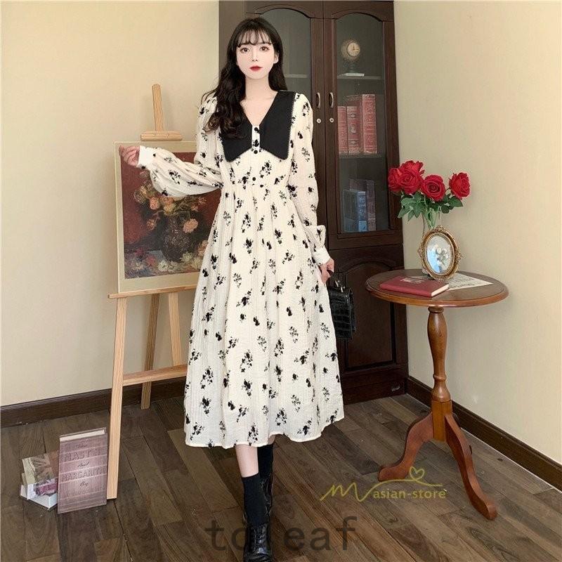 ファッション 深緑 ふかみどり 花柄ワンピース 50代 40代 30代 春秋 長袖ワンピース レディース 春夏 ロングワンピース マキシ きれいめ 着痩せ 韓国ファッション おしゃれ フレアスカート Dqcnshw6gp Www Guillermobogao Com