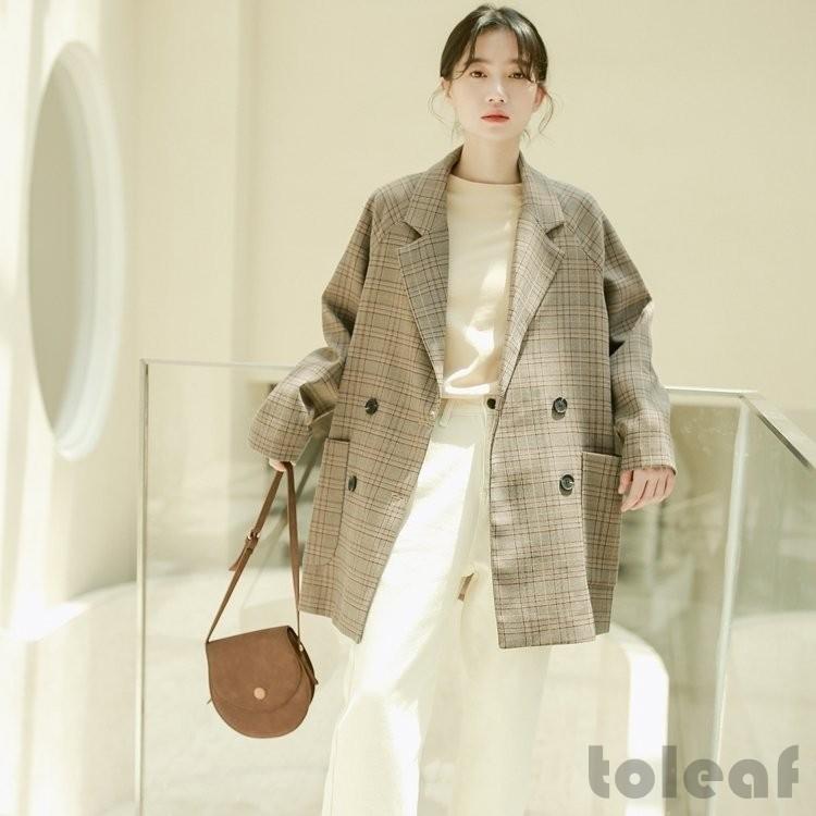 高品質 テーラードジャケット レディース 春新作 40代 アウター チェック柄 ベージュ グレー シンプル スーツ エレガント ベーシック 定番 オフィス カジュアル Simbcity Net