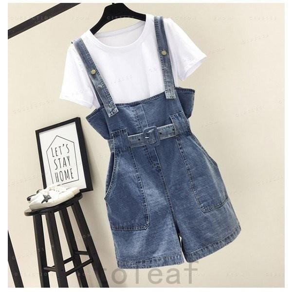 登場 サロペットデニムショートパンツレディース春夏ゆったりオールインワンおしゃれ
