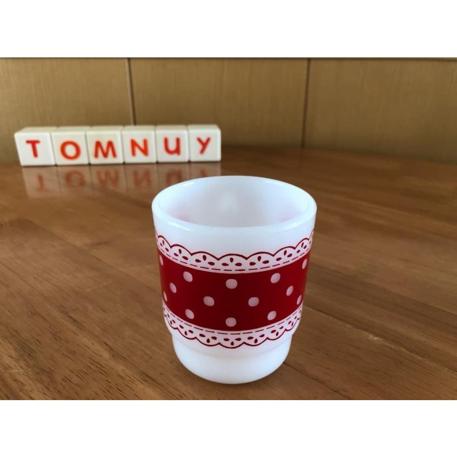 ファイヤーキング　Fire King　グリースジャー　ドット　赤　ヴィンテージ ファイヤーキング Fire King グリースジャー ドット 赤