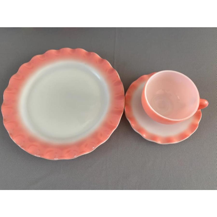 ヘーゼルアトラス ピンクリプル カップ＆ソーサー＆プレート セット