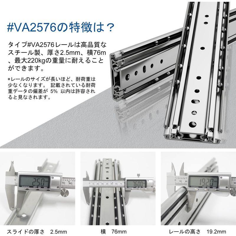 VADANIA　超重量用スライドレール　1200mm　Duty引き出しスライド　VA2576　Heavy　左右1セット