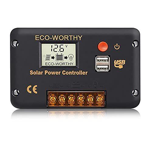 ECO-WORTHY ソーラーチャージコントローラ 30A 12V / 24Vオートス イッチバッテリレギュレータ LCDディスプレイUSBポートによ｜tomato2021