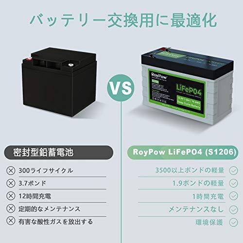 RoyPow 12V 6Ahリン酸鉄リチウムイオンバッテリー 電動リール用バッテリー LiFePO4 3500サイクルBMSバッテリシステム内蔵 RV｜tomato2021｜03