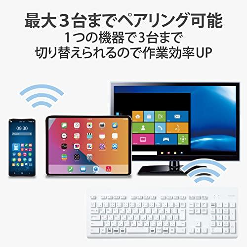 エレコム 洗える ワイヤレスキーボード Bluetooth 防水 IPX5対応 メンブレン フルサイズ テンキー付 抗菌 ホワイト TK-WS03BM｜tomato2021｜06