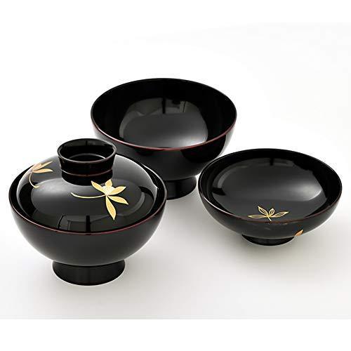 毎週更新越前漆器 吸物椀 12cm 木箱入 5客セット 10-01006 三っ蘭 溜