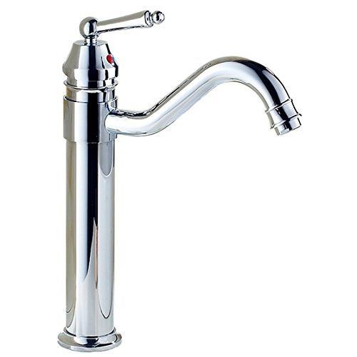 Life System 洗面用 アンティーク 混合水栓 蛇口 シングルレバー 洗面台 ロング水栓 トール水栓 手洗い鉢 SK94 (シルバー)