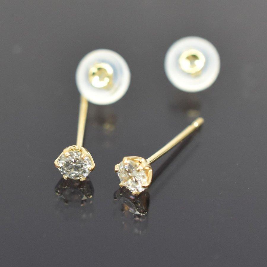 K18 　18金　イエローゴールド　シンプル6本爪タイプ　ダイヤモンド 一粒 ピアス　直径2.3ｍｍ　ダイヤ 0.1ｃｔ｜tomatosarada-kin｜03