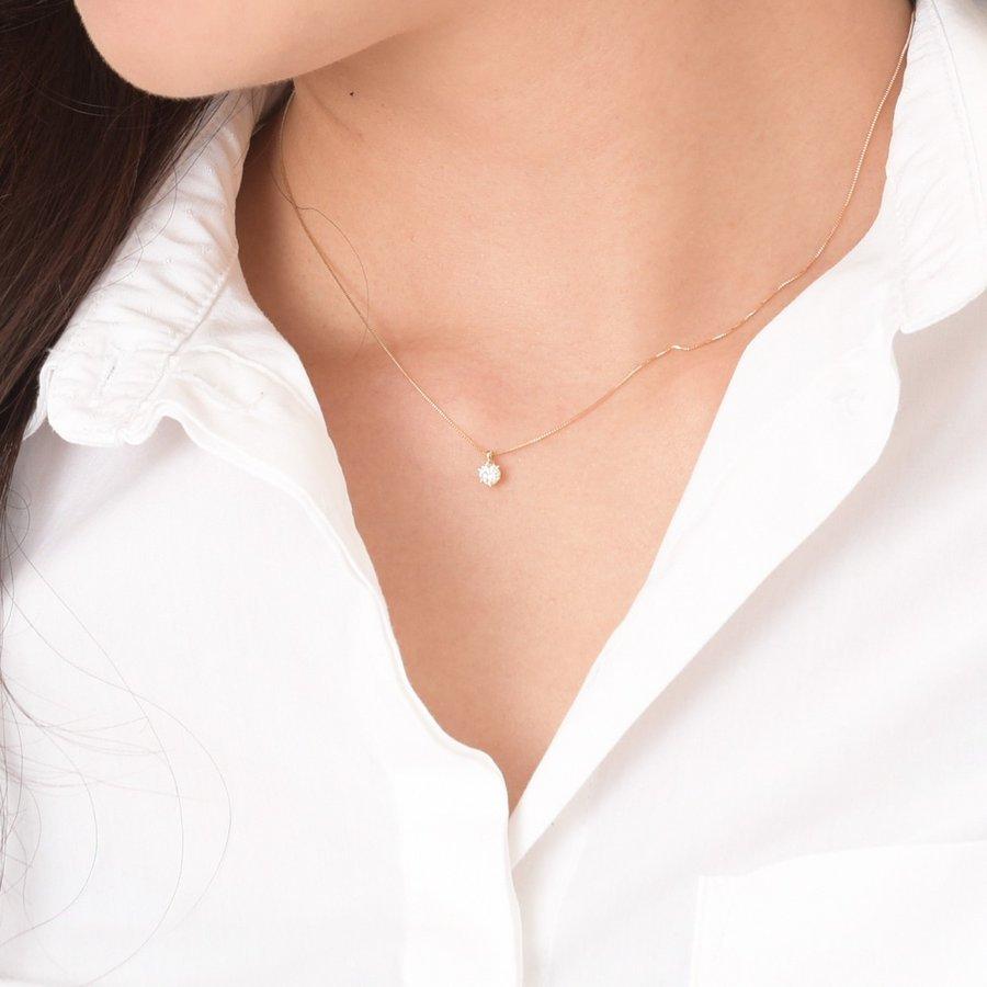 tomatosarada K18YG ダイヤモンドネックレス 6本爪 一粒ダイヤ 0.2ct 