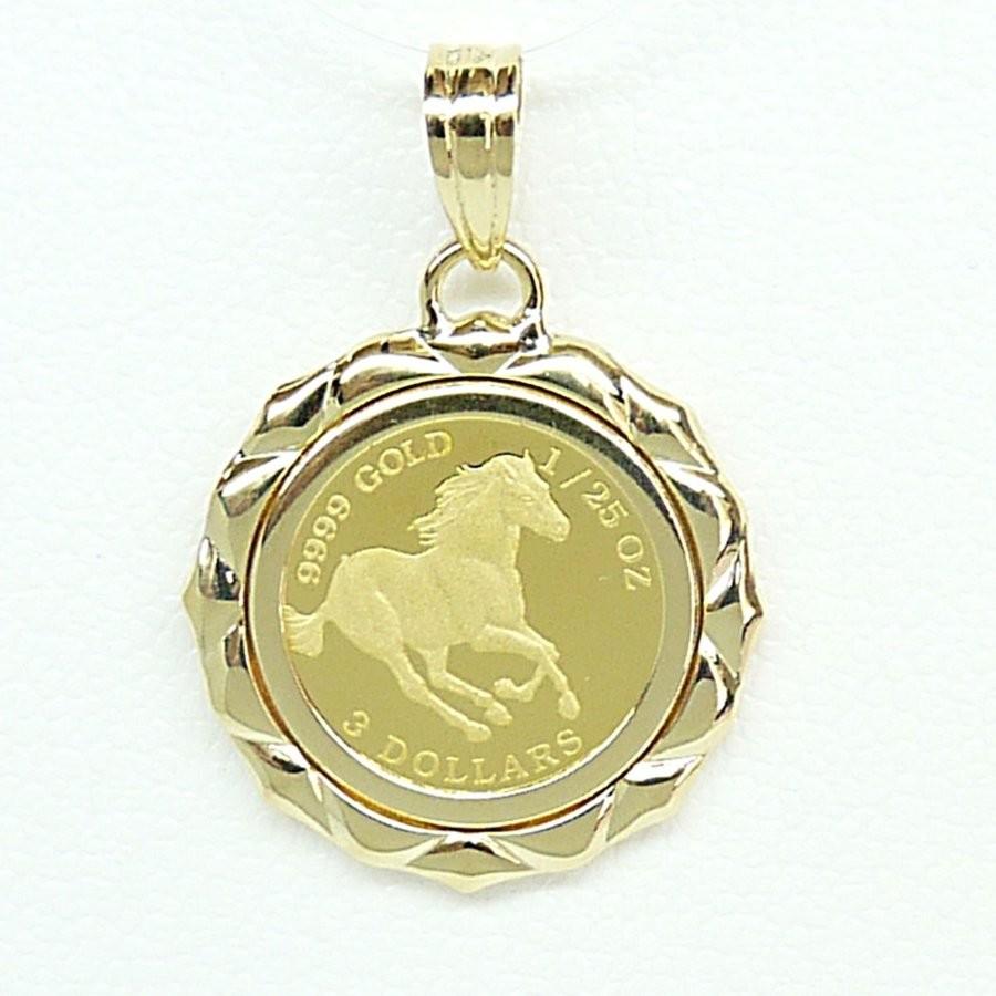 tomatosarada（トマトサラダ） ツバル/ホースコイン金貨 K24（純金 K24） 1/25オンス ホースコイン K18枠付きペンダントトップ  : 金のトマトサラダ - 通販 - Yahoo!ショッピング