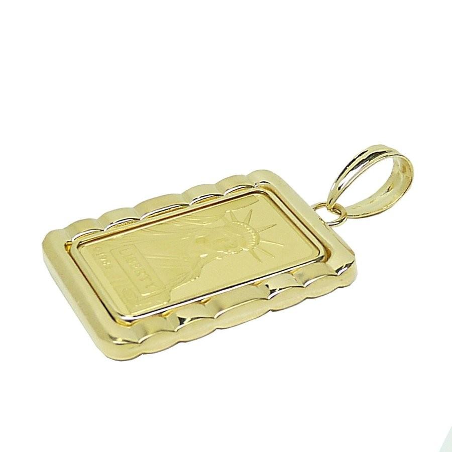 【２点セット】 リバティコイン　K24（純金　K24）　10ｇ　リバティコイン インゴット　自由の女神　金貨　K18枠付きペンダントトップ 【NA2883812125】(104720円)