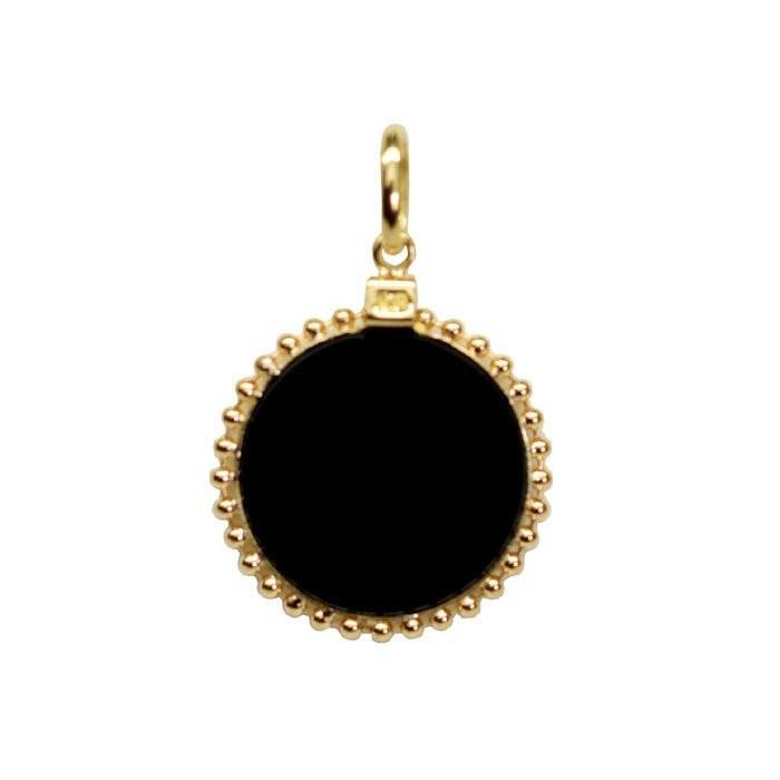 K18 18金　オニキス　女王　ペンダントトップ　20ｍｍ×20ｍｍの画像