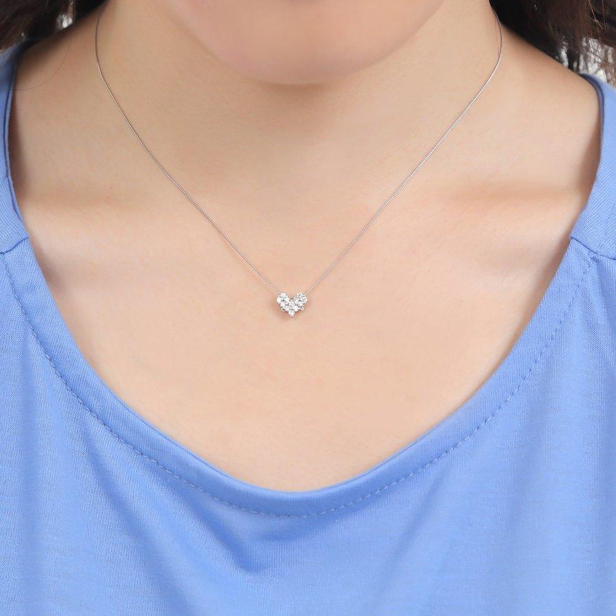 ダイヤモンドネックレス】K18WG 0.2カラット ハート&キューピッド 2g
