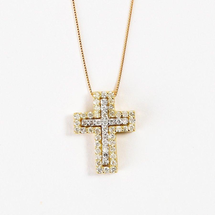 tomatosarada K18 2ウェイ ダイヤモンドネックレス クロス ダイヤ 0.54  