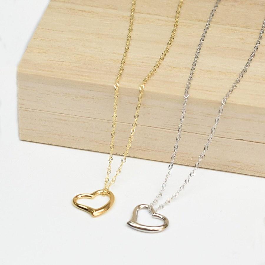 K18 18金 オープンハートネックレスYG イエローゴールド スクリュー  