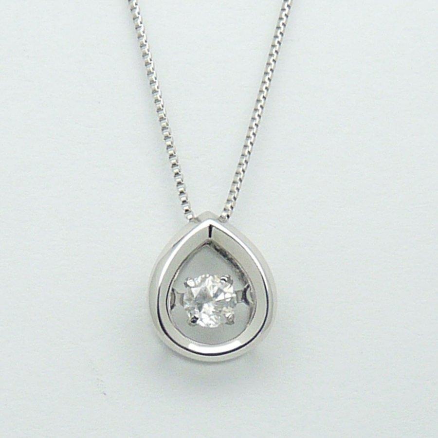 プラチナ　Pt900　揺れる　ダンシングストーン　ダイヤモンドネックレス　ドロップ　0.1ct