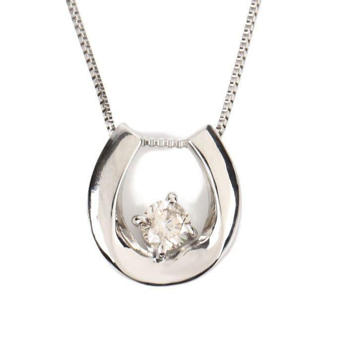 プラチナ900 Pt900　ダイヤモンドネックレス　Pt.0.1ct　馬蹄　ホースシューデザイン　(チェーン45cm)