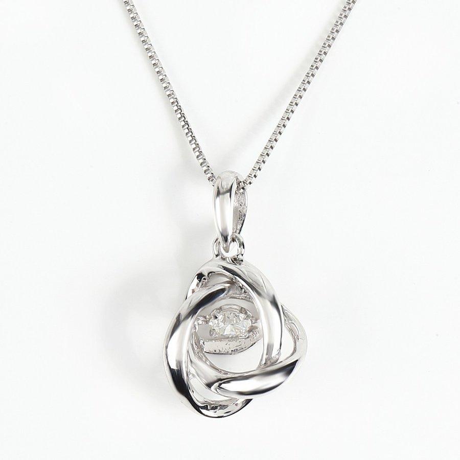 K18WG　揺れる　ダンシングストーン　ダイヤモンドネックレス　ダイヤ　0.07ｃｔ　（K18WG 0.5mm　40ｃｍ　ベネチアンチェーン）