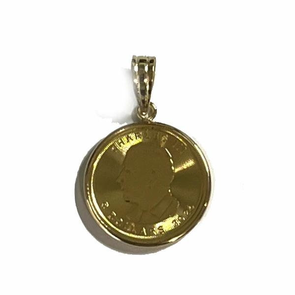 K24 純金 人気のメイプルリーフ金貨 1/10oz K18枠 ペンダントトップ