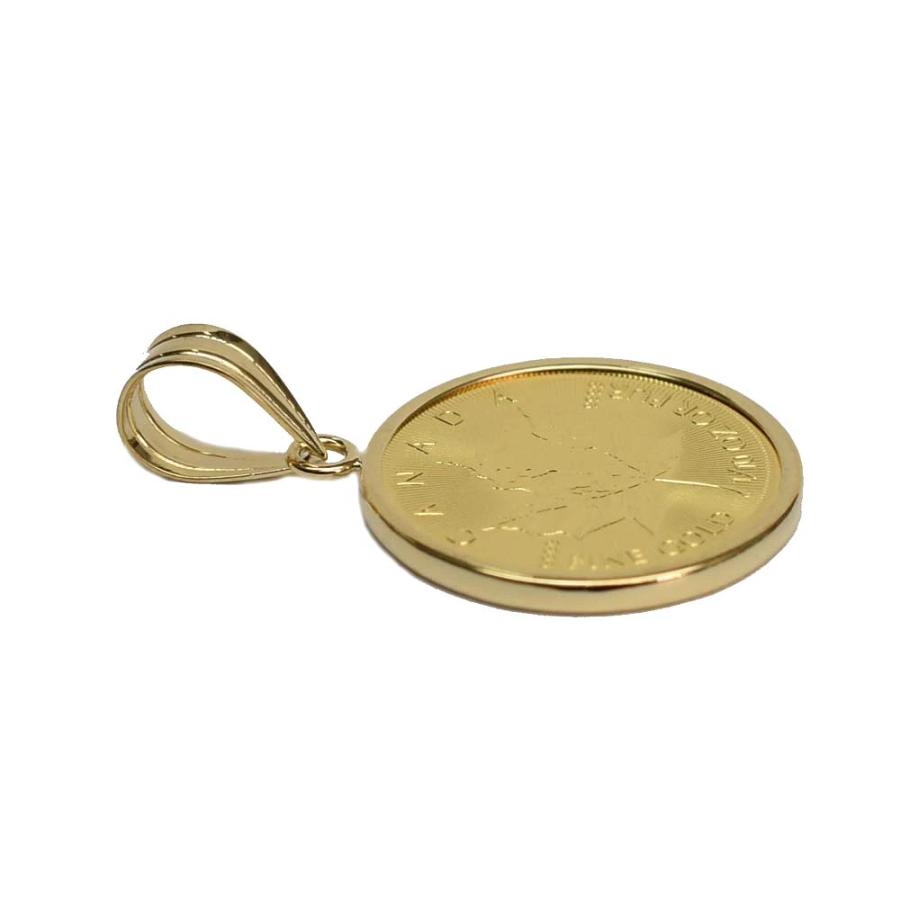 K24 純金 人気のメイプルリーフ金貨 1/10oz K18枠 ペンダントトップ